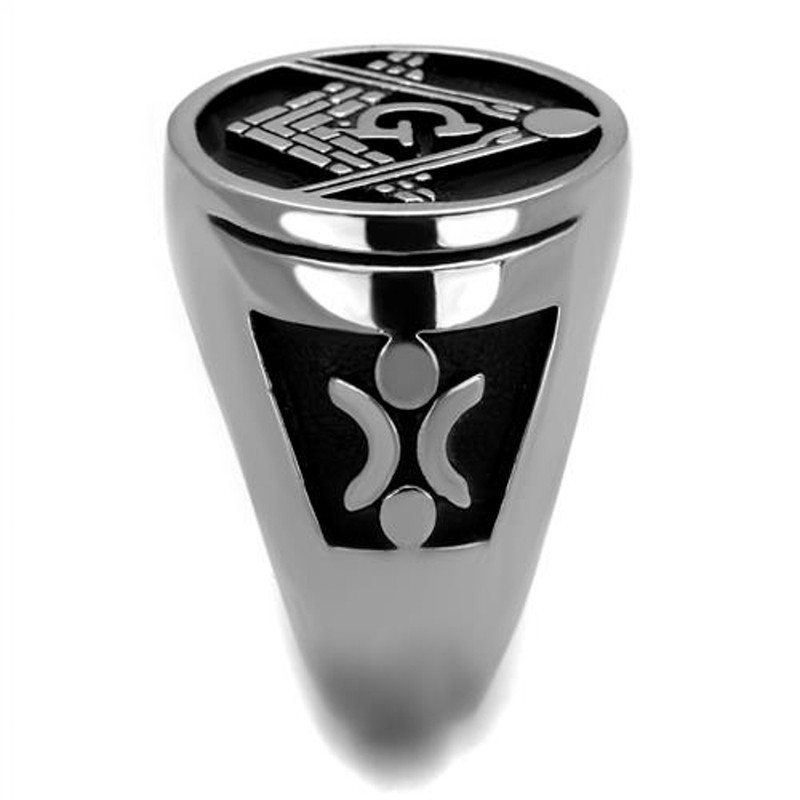 ARTK2315 Stainless Steel Tusk 316 & Epoxy Masonic Lodge Freemason Ring Band Men's Sz 8-13