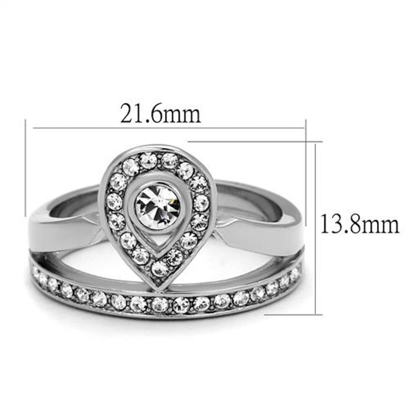 ARTK2095 Women's High Polished Stainless Steel Crystal Crown Fashion Ring Size 5-10