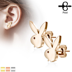 MJ-SE2472 Playboy Bunny 316L Stainless Steel Earring Studs Pair