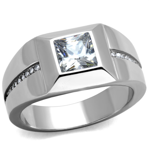 Unisex Stainless Steel Tension Ring with Cubic Zirconia - NDS WEAR