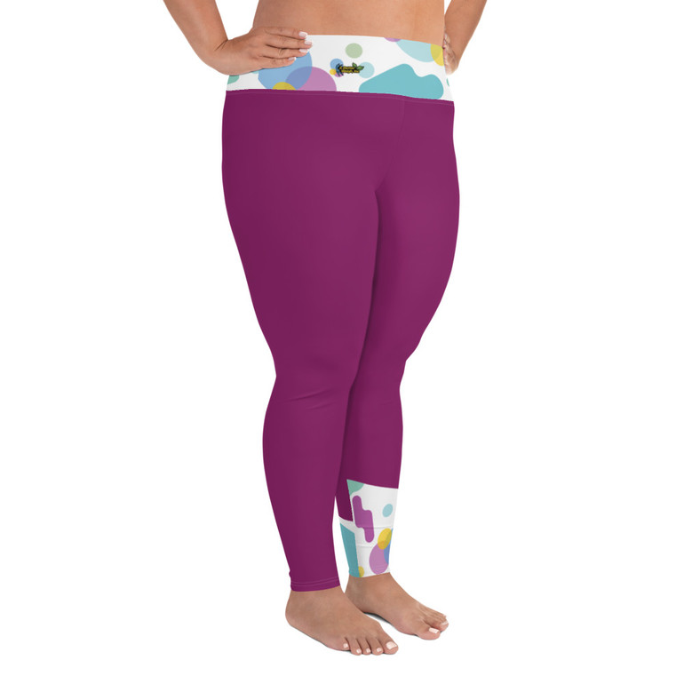All-Over Print Plus Size Leggings - Berry