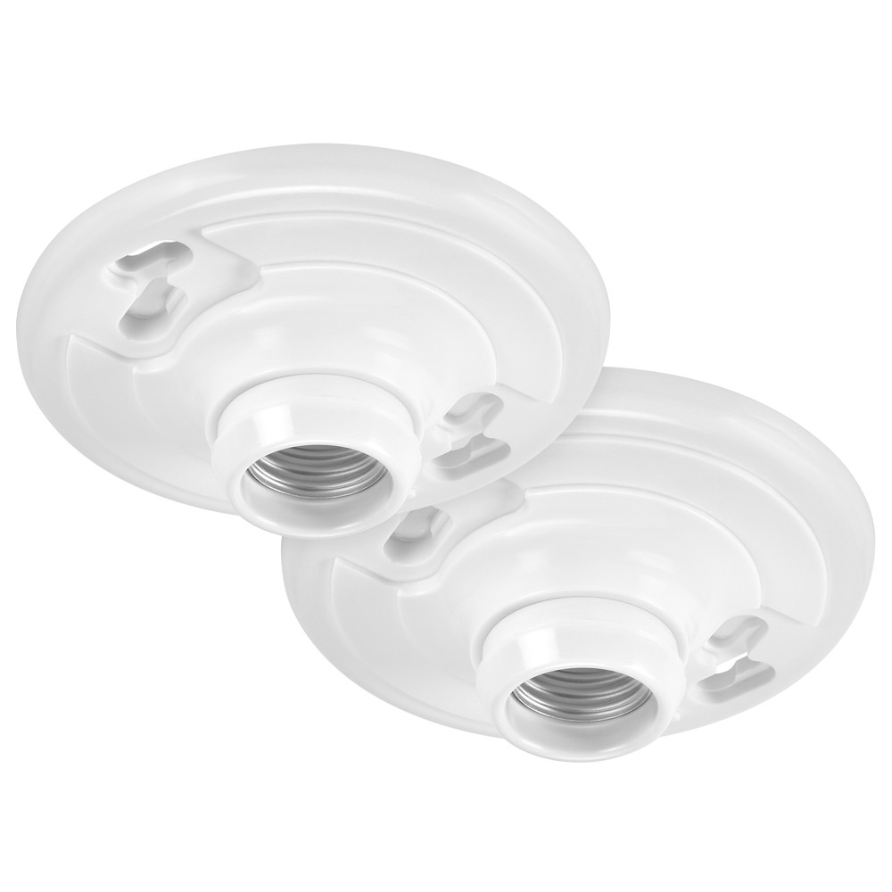 Keyless Lamp Holder, One-Piece, Medium Base, Outlet Box Mount (2-Pack)