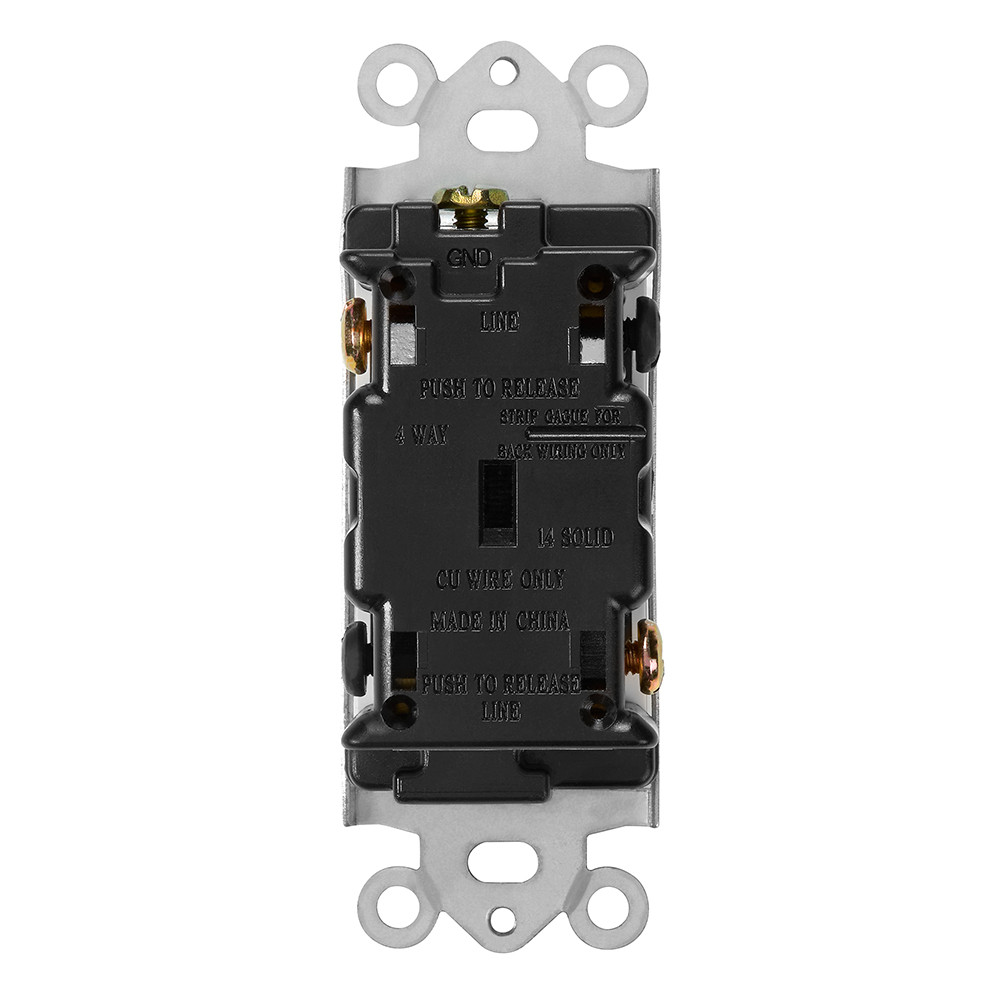 4-Way On/Off Light Switch, Rocker Switch w/ Wall Plate 4-Pack