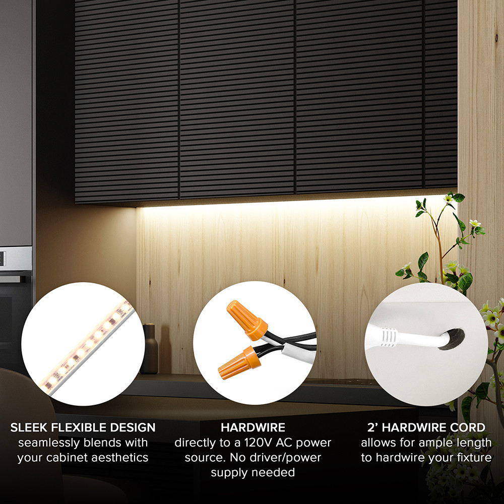 36 in. hardwired LED under cabinet strip cove light, 3000K