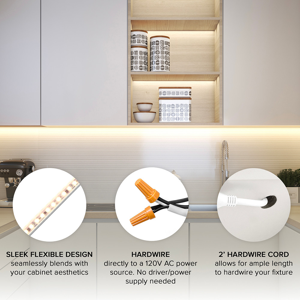 48 in. hardwired LED under cabinet strip cove light, 3000K