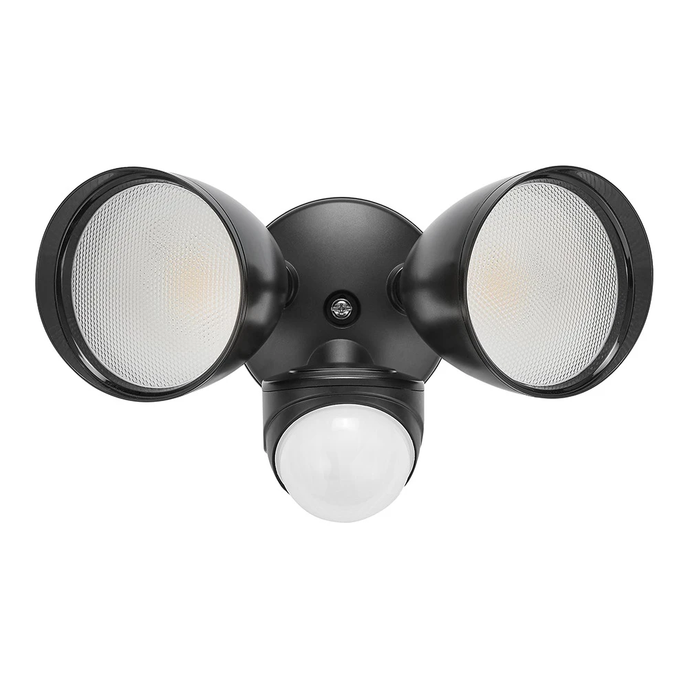 2 Head Black Outdoor LED Security Light, Motion & D2D Sensor