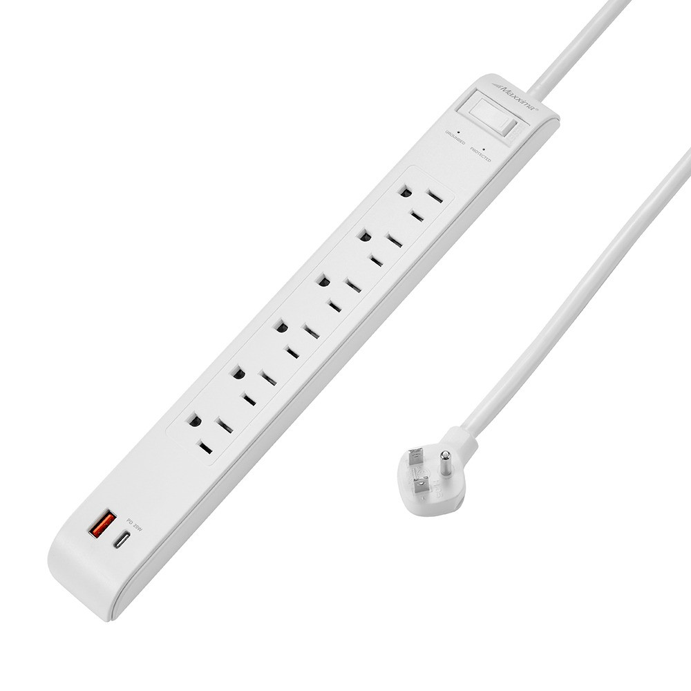 Sharp Side Plug 6 Outlet Power Strip USB Type-C/A Charging Ports