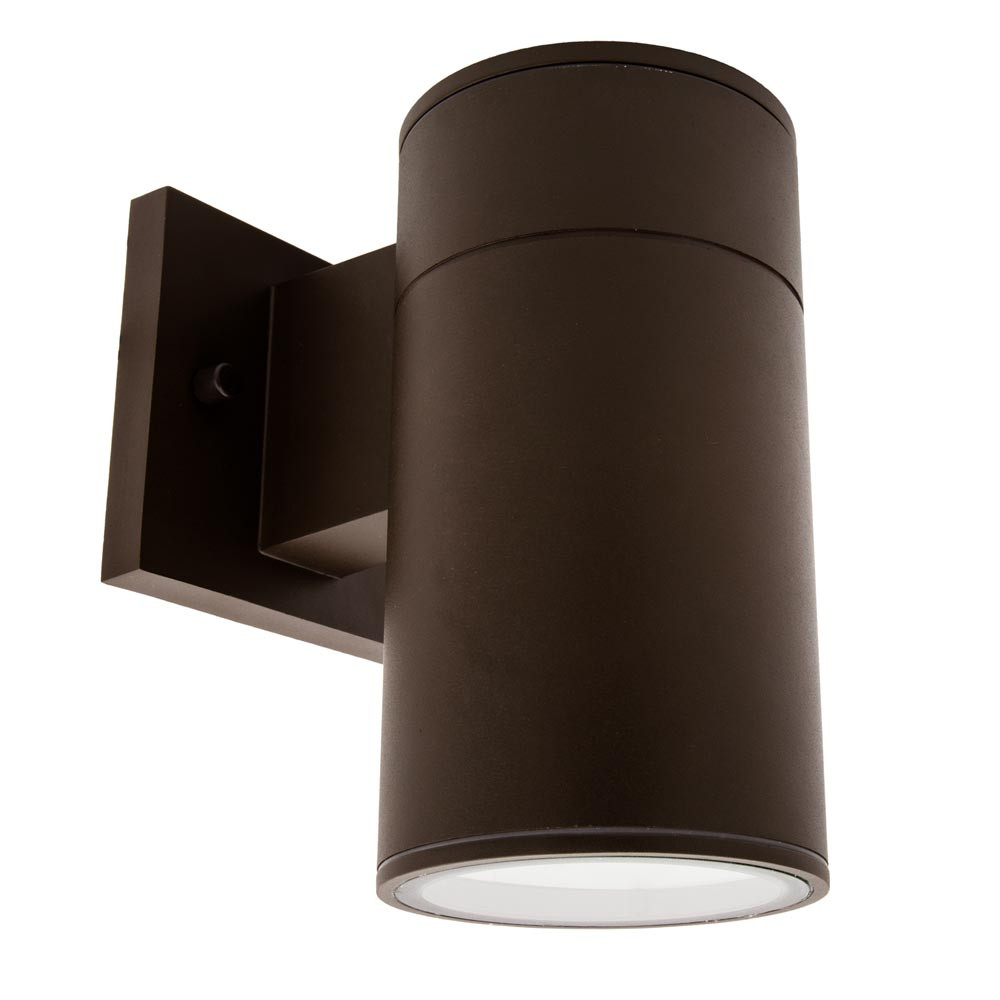 LED Cylinder Outdoor Wall Wash Sconce 840 LM 3000K Photocell, Brown