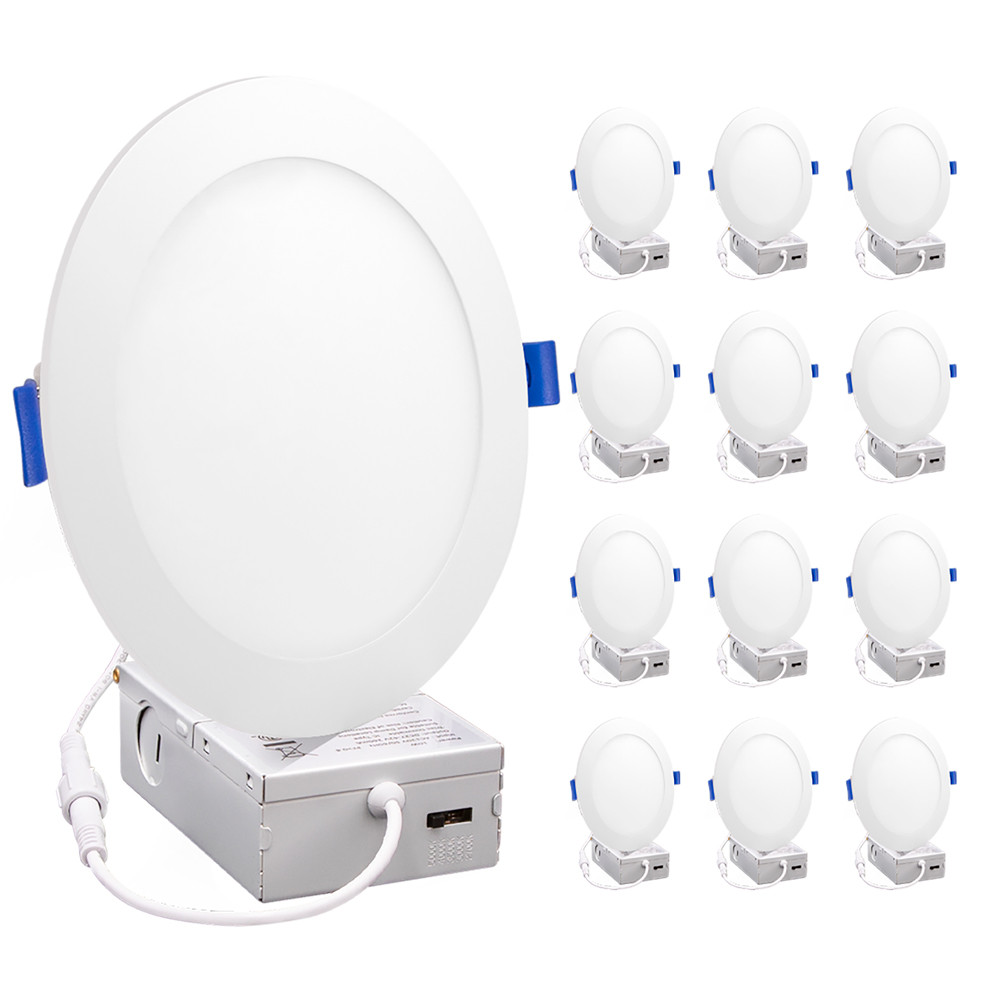 12 Pack 6” 5 CCT Slim Recessed LED Downlight, 2700-5000K