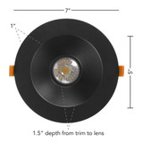 6 in. Slim Round Recessed Anti-Glare LED Downlight, Black Trim, Canless IC Rated, 1200 Lumens, 5 CCT 2700K-5000K