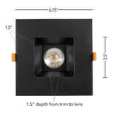 6 in. Slim Square Recessed Anti-Glare LED Downlight, Black Trim, Canless IC Rated, 1200 Lumens, 5 CCT 2700K-5000K