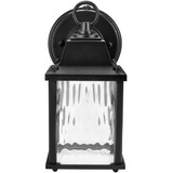 LED Porch Lantern Outdoor Wall Light, Black w/ Clear Water Glass, Dusk to Dawn Sensor, 650 Lumens, 3000K Warm White - 9 in. Height