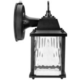 LED Porch Lantern Outdoor Wall Light, Black w/ Clear Water Glass, Dusk to Dawn Sensor, 650 Lumens, 3000K Warm White - 9 in. Height