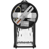 LED Porch Lantern Outdoor Wall Light, Black w/ Clear Water Glass, Dusk to Dawn Sensor, 650 Lumens, 3000K Warm White - 9 in. Height
