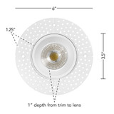 4 in. Trimless Slim Round Recessed Anti-Glare LED Downlight, White, Canless IC Rated, 1000 Lumens, 5 CCT 2700K-5000K