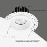 4 in. Trimless Slim Round Recessed Anti-Glare LED Downlight, White, Canless IC Rated, 1000 Lumens, 5 CCT 2700K-5000K