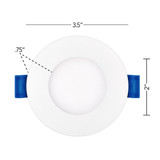 3 in. Slim Recessed LED Downlight, Canless IC Rated, 500 Lumens, 5 CCT Color Selectable 2700K-5000K