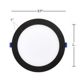8 in. Slim Round Recessed LED Downlight, Black Trim, Canless IC Rated, 1400 Lumens, 5 CCT Color Selectable 2700K-5000K