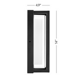 LED Outdoor Wall Light, Black w/ Clear Lens, Modern Porch Light, 1800 Lumens, 5 CCT 2700K-5000K - 14 in. Height