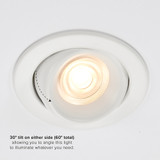 2 in. 5 CCT Adjustable LED Slim Gimbal Downlight, 400 Lumens, Color Selectable 2700K-5000K, 30° Directional Tilt