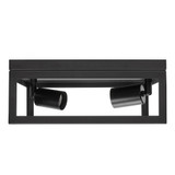 12 in. 2-Light Indoor / Outdoor Flush Mount Ceiling Light Fixture, Square Black Farmhouse Fixture, Bulbs Not Included