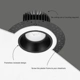 4 in. Trimless Slim Round Recessed Anti-Glare LED Downlight, Black, Canless IC Rated, 1000 Lumens, 5 CCT 2700K-5000K