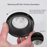 4 in. Trimless Slim Round Recessed Anti-Glare LED Downlight, Black, Canless IC Rated, 1000 Lumens, 5 CCT 2700K-5000K