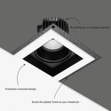 4 in. Trimless Slim Square Recessed Anti-Glare LED Downlight, Black, Canless IC Rated, 1000 Lumens, 5 CCT 2700K-5000K