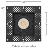 4 in. Trimless Slim Square Recessed Anti-Glare LED Downlight, Black, Canless IC Rated, 1000 Lumens, 5 CCT 2700K-5000K