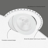 4 in. 5 CCT  Adjustable Slim Trimless Recessed LED Floating Gimbal Downlight, 750 Lumens, Color Selectable 2700K-5000K