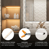 18 in. LED Under Cabinet Strip Light, Hardwired, 690 Lumens, 3000K Warm White, White, 120V Cove Light