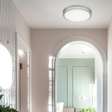 14 in. Satin Nickel LED Ceiling Mount Fixture w/ Motion Sensor For Standby Dimming, 5 CCT 2700K-5000K, 1300 Lumens