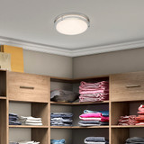 14 in. Satin Nickel LED Ceiling Mount Fixture w/ Motion Sensor For Standby Dimming, 5 CCT 2700K-5000K, 1300 Lumens