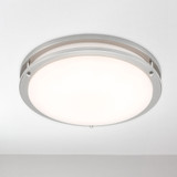 14 in. Satin Nickel LED Ceiling Mount Fixture w/ Motion Sensor For Standby Dimming, 5 CCT 2700K-5000K, 1300 Lumens