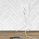 15A USB Wall Outlet, 65W Power Delivery GaN QC 3.0 Type-C Vertical Charging Ports, Wall Plate Included