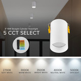 3 in. LED Cylinder Downlight, Ceiling Spot Light, 1000 Lumens, Canless 5 CCT Color Selectable 2700K-5000K, White