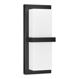 LED Outdoor Wall Light, Black w/ Horizontal Bar & Frosted Lens, Modern Porch Light, 1000 Lumens, 5 CCT 2700K-5000K 12 in. Height