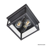 9 in. Outdoor / Indoor Flush Mount Ceiling Light Fixture, Black Porch Light w/ Clear Glass, Bulbs Not Included