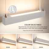 2 ft. LED Linear Up / Down Light Fixture, 3 CCT 3500K-5000K, 3000 Lumens, Adjustable Light Output, Suspension Pendant Mounting