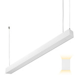 4 ft. LED Linear Up / Down Light Fixture, 3 CCT 3500K-5000K, 6000 Lumens, Adjustable Light Output, Suspension Pendant Mounting