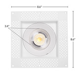 6 in. Trimless Slim Square Recessed Anti-Glare LED Downlight, White, Canless IC Rated, 1800 Lumens, 5 CCT 2700K-5000K