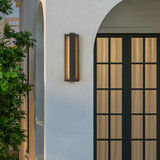 LED Outdoor Wall Light, Linear Black Sconce w/ Vertical Bar, Modern Porch Light, 300 Lumens, 5 CCT 2700K-5000K - 16 in. Height