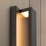 LED Outdoor Wall Light, Linear Black Sconce w/ Vertical Bar, Modern Porch Light, 300 Lumens, 5 CCT 2700K-5000K - 16 in. Height