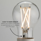 A19 Dusk to Dawn LED Edison Light Bulb, 60 Watt Equal, 800 Lumens, 2700K Warm White (4 Pack)