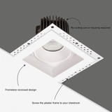 4 in. Low Kelvin Trimless Slim Square Recessed Anti-Glare LED Downlight, White, Canless IC Rated, 1000 Lumens, 5 CCT 2200K - 3500K