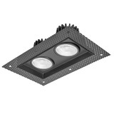 4 in. 2 Head Trimless LED Slim Square Recessed Anti-Glare Gimbal Downlight, Black, Canless IC Rated, 2000 Lumens, 5 CCT