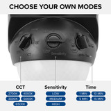 2 Head Outdoor LED Security Light, 2000 Lumens, 5 CCT 2700K-6500K, Motion Sensor, Dusk to Dawn Sensor, Black - 6 in. Height