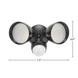 2 Head Outdoor LED Security Light, 2000 Lumens, 5 CCT 2700K-6500K, Motion Sensor, Dusk to Dawn Sensor, Black - 6 in. Height