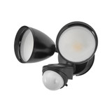 2 Head Outdoor LED Security Light, 2000 Lumens, 5 CCT 2700K-6500K, Motion Sensor, Dusk to Dawn Sensor, Black - 6 in. Height