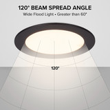 6 in. 2 Hour Fire Rated Slim Recessed LED Downlight, Black Trim, Canless IC Rated, 1000 Lumens, 5 CCT Color Selectable 2700K-5000K